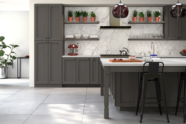 flat panel grey  kitchen cabinetry